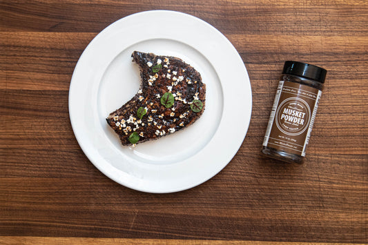 Bourbon Molasses Glazed Pork Chop with Brown Label Musket Powder