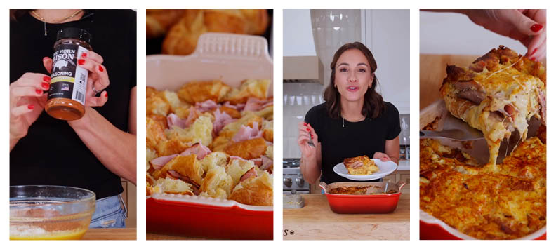 Christmas Ham and Cheese Croissant Breakfast Casserole